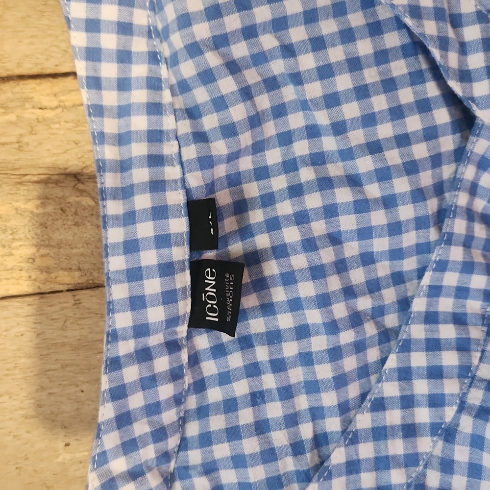 Simons Blue Gingham Ruffle Crop Top - Picture 3 of 5